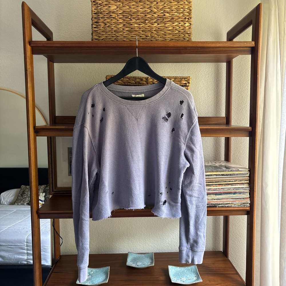 PacSun Distressed Purple Crew Neck Sweater